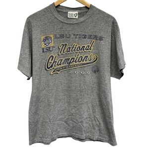 VTG LSU Tigers Baseball CWS National Champions 2000 Graphic Tee Paper Thin Sz LG